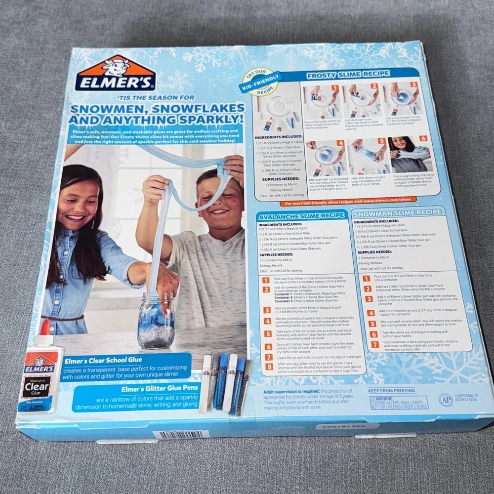 Elmer’s Frosty Slime Kit - Clear & Glitter Blue/White Set
